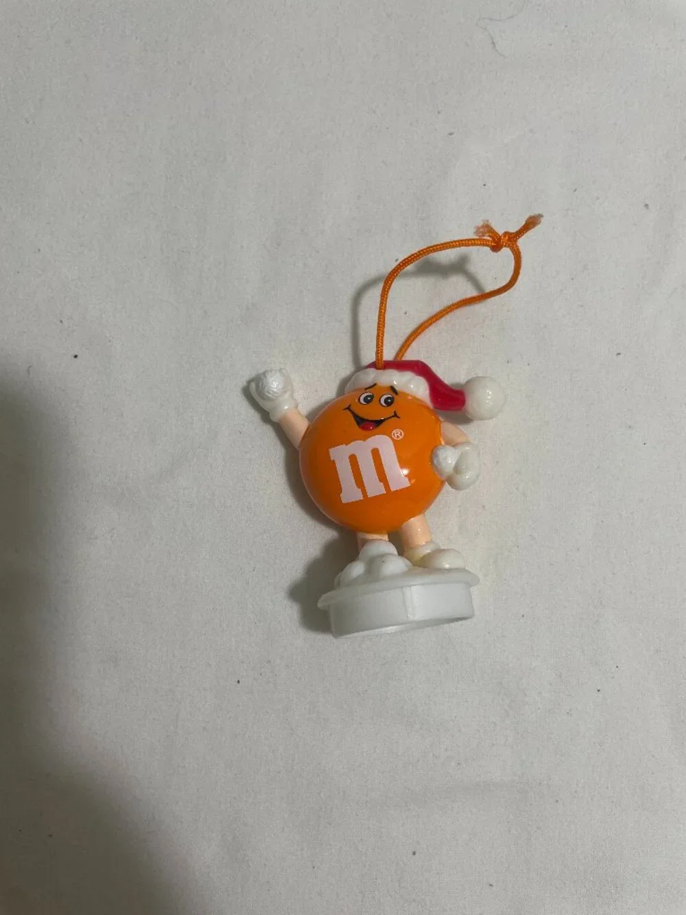 M&M's Orange Christmas Candy Character Ornament Figure Santa Hat 1990 Holiday